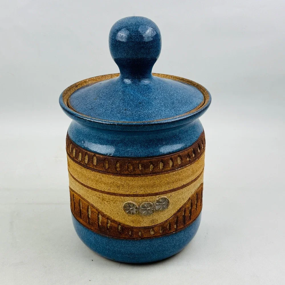 Down to Earth Pottery Canister Blue Stoneware‎ The Light Of The World John 9:5
